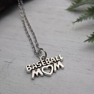 Silver Baseball Mom Necklace